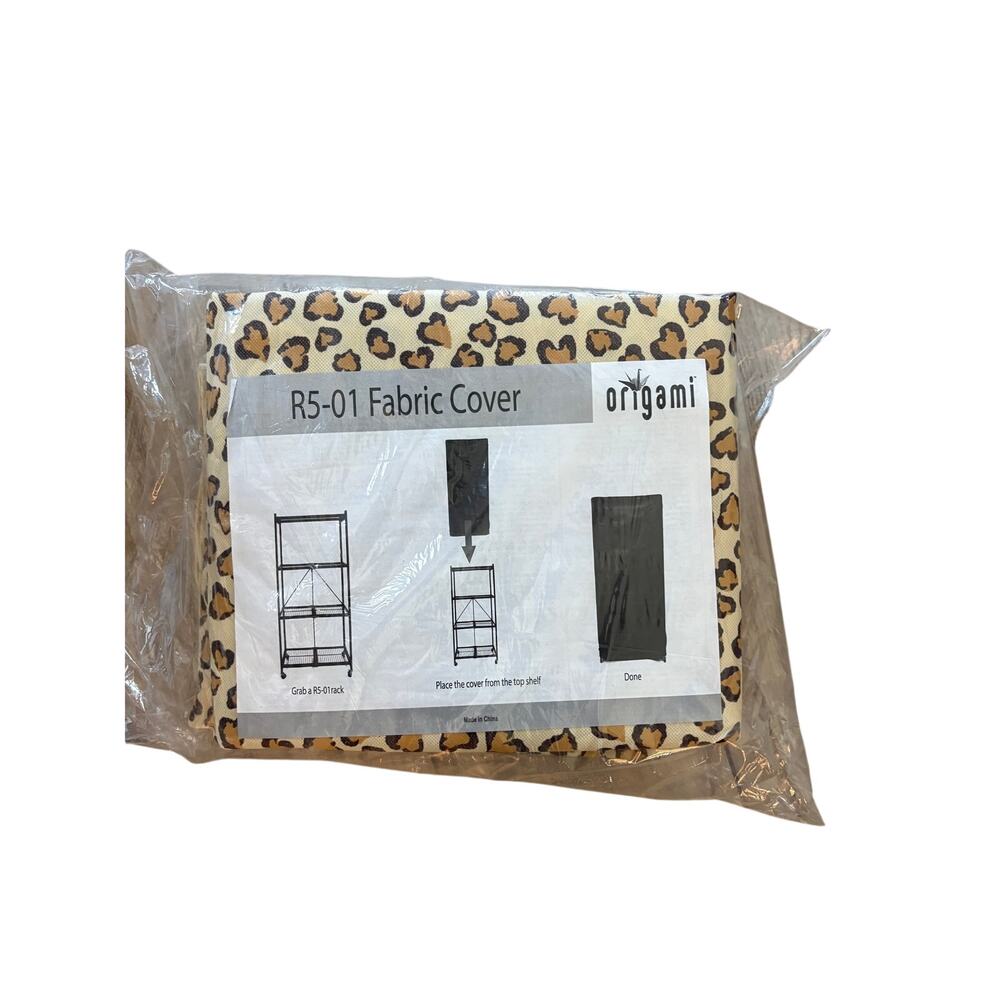 Origami R5-01 Leopard Fabric Cover for 3-Shelf Folding Rack Storage Organizer